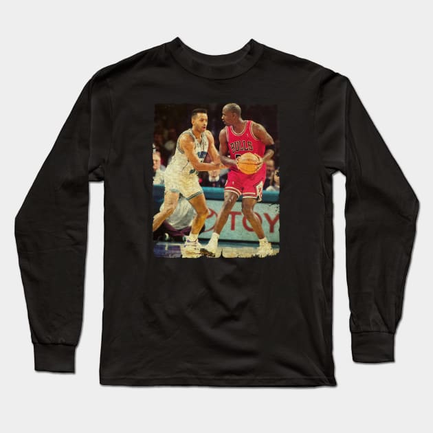 Michael Jordan vs Dell Curry Long Sleeve T-Shirt by MJ23STORE